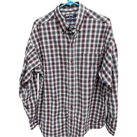 PANHANDLE MENS SLIM BUTTON DOWN BLACK RED WHITE PLAID SHIRT SIZE XL - Picture 1 of 5